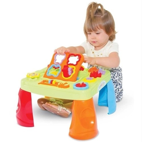 Mesa Criativa Mesinha Didática Infantil Bebê Educativa com Som Para Atividade de Criança Neném