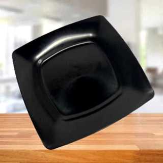 Pratos Quadrados Refeição de Plástico PRETO. Kit 5,10,15 ou 20 Almoço/Jantar/Lanche. em Oferta na Shopee
