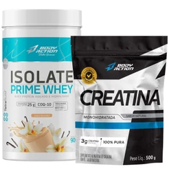 Whey Protein Isolado Prime 900g + Creatina Monohidratada 100% Pura 500g Bodyaction