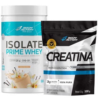 Whey Protein Isolado Prime 900g + Creatina Monohidratada 100% Pura 500g Bodyaction em Oferta na Shopee