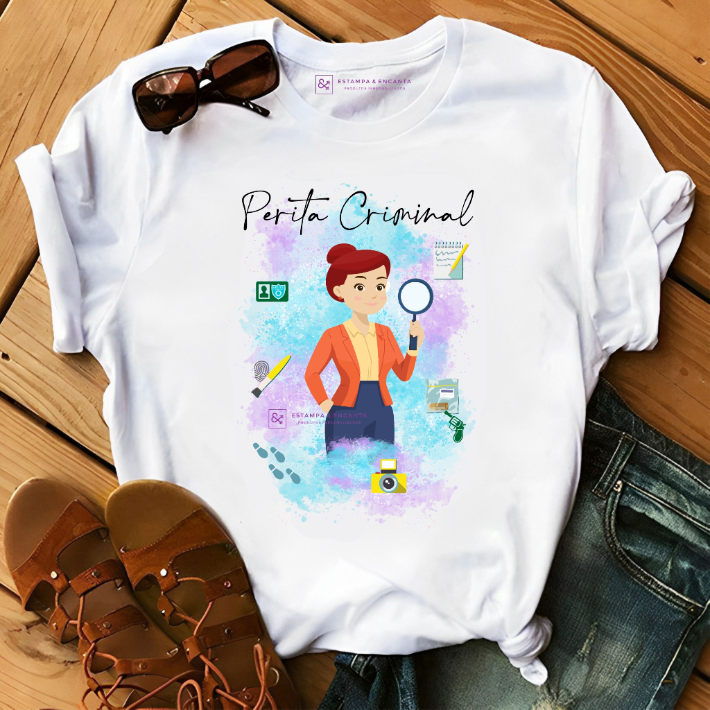 Camisa Blusa Personalizada Profissão Perita Criminal - T-Shirt profissão perita