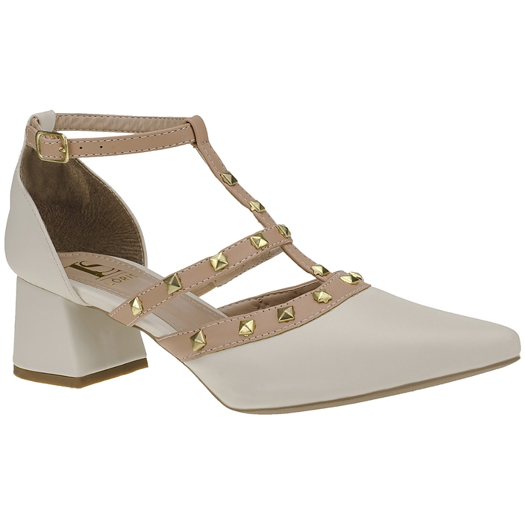 Scarpin Feminino Sapato Spyke Confort Saltinho Baixo Bloco Fivela 005