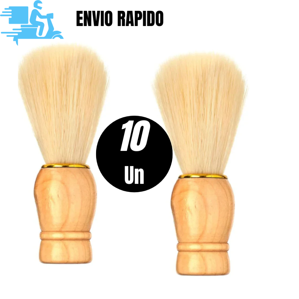 Conjunto 10 e 5 Pincel De Barba Para Passar Espuma De Barbear Cabo De Madeira E Cerdas Macias