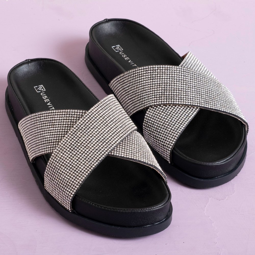 Imagem Sandália Feminina Vittal Carol Manta Strass Solado Confort