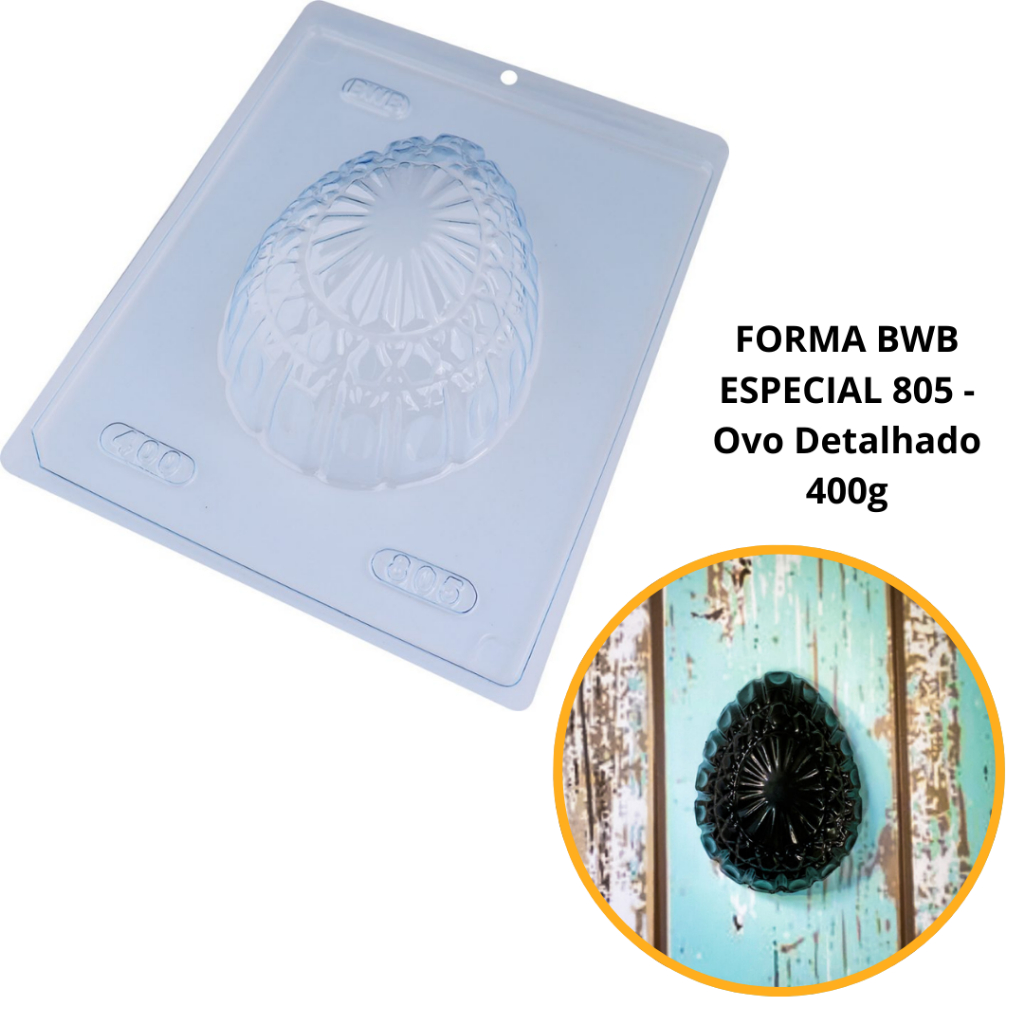 1~4 Forma BWB Com Silicone (3 partes) Para Chocolate Cód. 805 - Ovo Trabalhado 400g. Páscoa em Oferta na Shopee