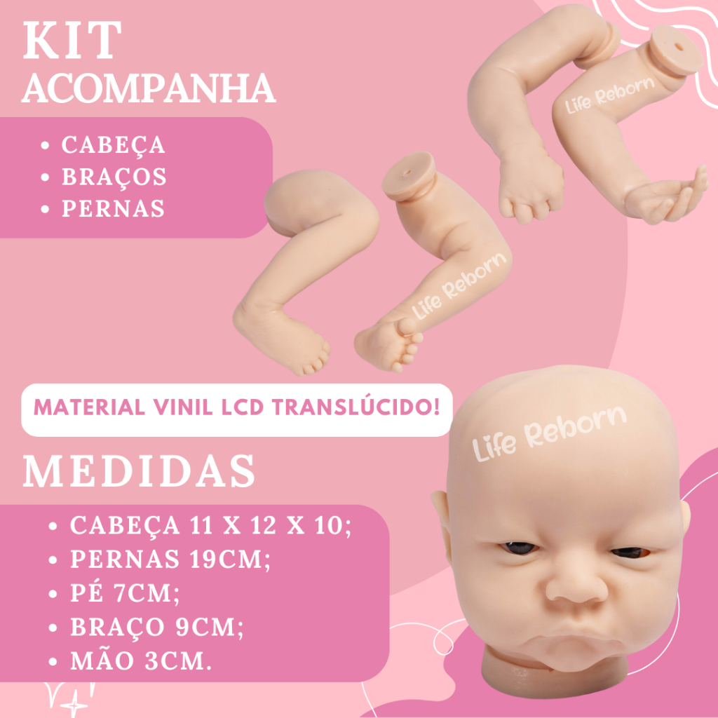 Molde Bebe Reborn Kit Levi de Olhos Abertos — imagem 2 de 2