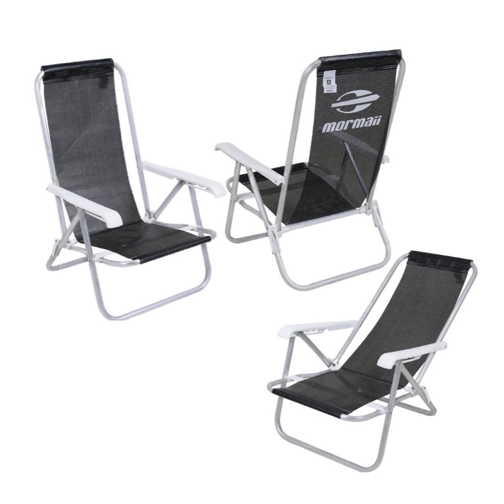 Kit 3 Cadeira de Praia Reclinável 4 Posições Alumínio Lazy Sannet Mormaii - Belfix