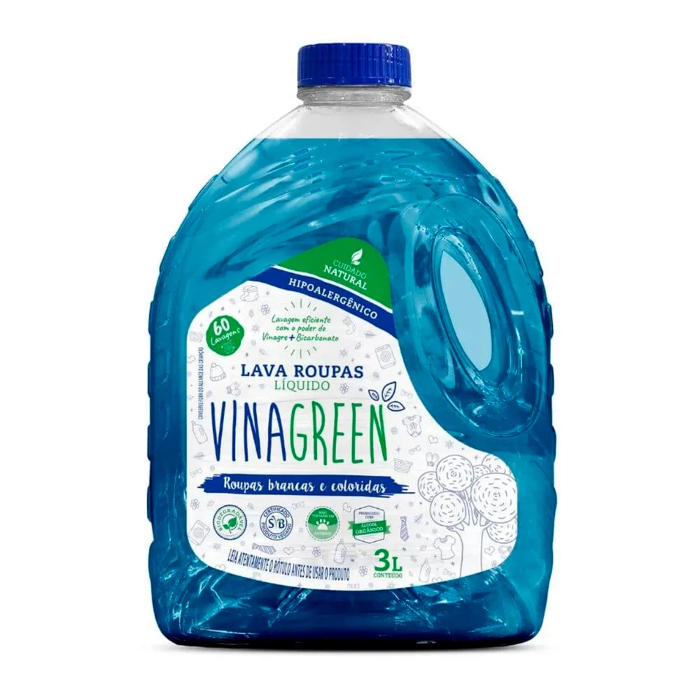 Vinagreen Lava Roupas Brancas e Coloridas 3 Litros