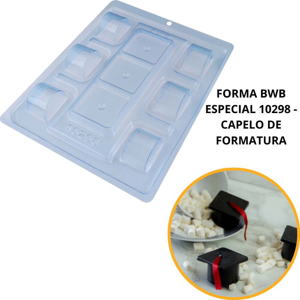 forma bwb silicone 3 partes para chocolate capelo de formatura 10298 em Oferta na Shopee