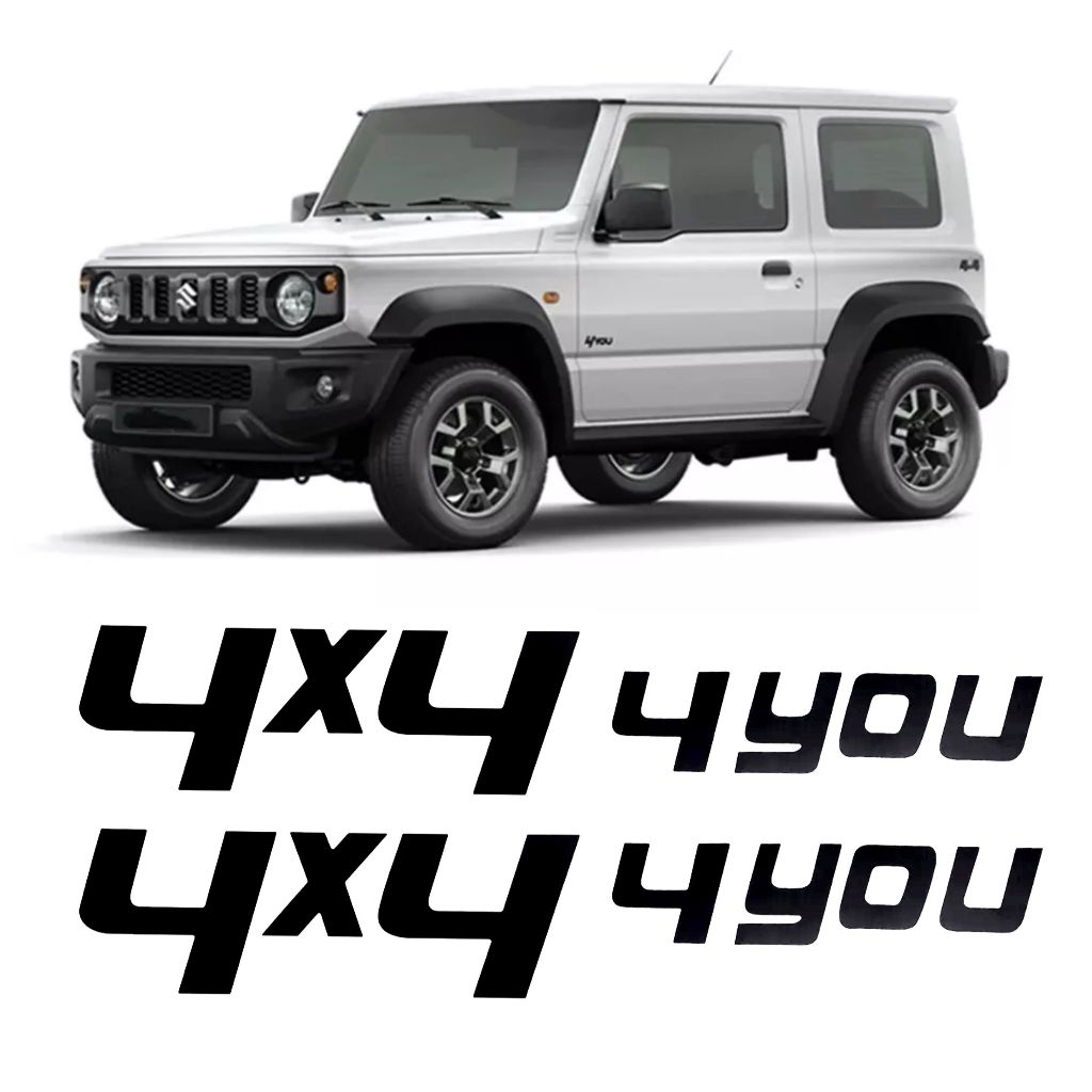 Kit 4 Adesivos Emblema 4you 4x4 Preto Fosco Suzuki Jimny Sierra Sport Tuning Acessórios Autómotivo Personalizado JM2