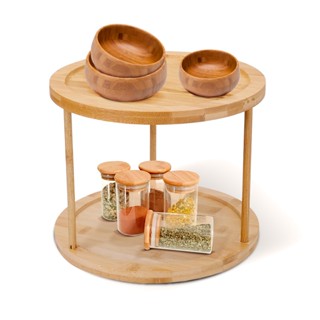 Organizador 2 Andares Bambu Giratório Multiuso - Bhz Store