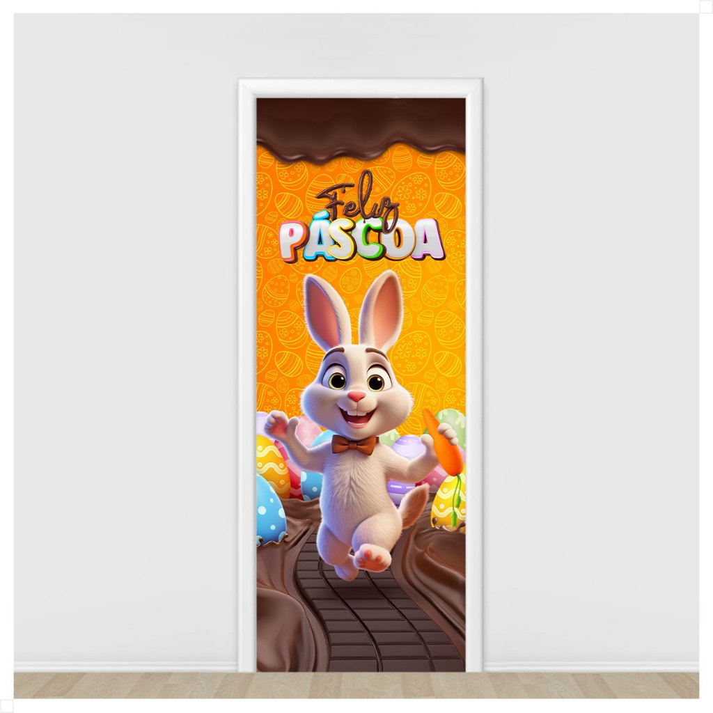 Detalhes do Capa de Porta Decorativa Páscoa 0,85x2,10m Em Tecido Sublimado com Elástico - Vários Modelos
