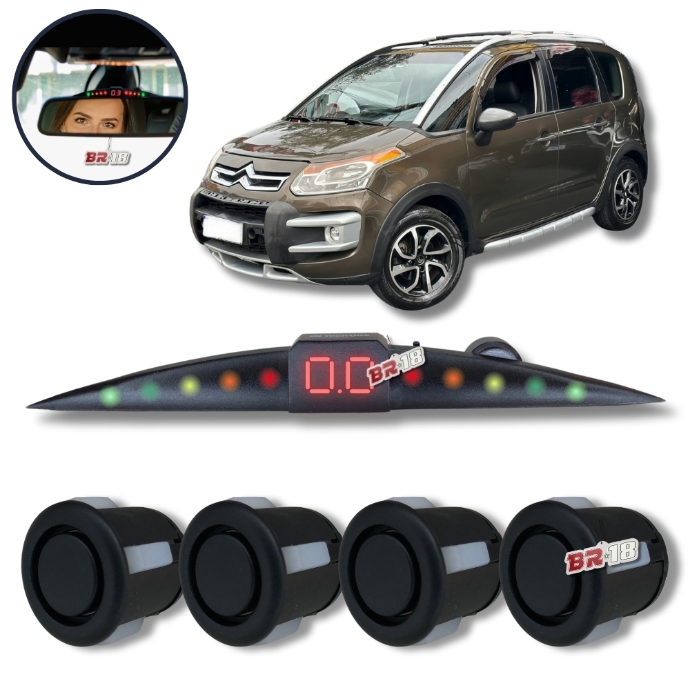 Sensor De Ré Estacionamento Aircross Visor Slim De Led