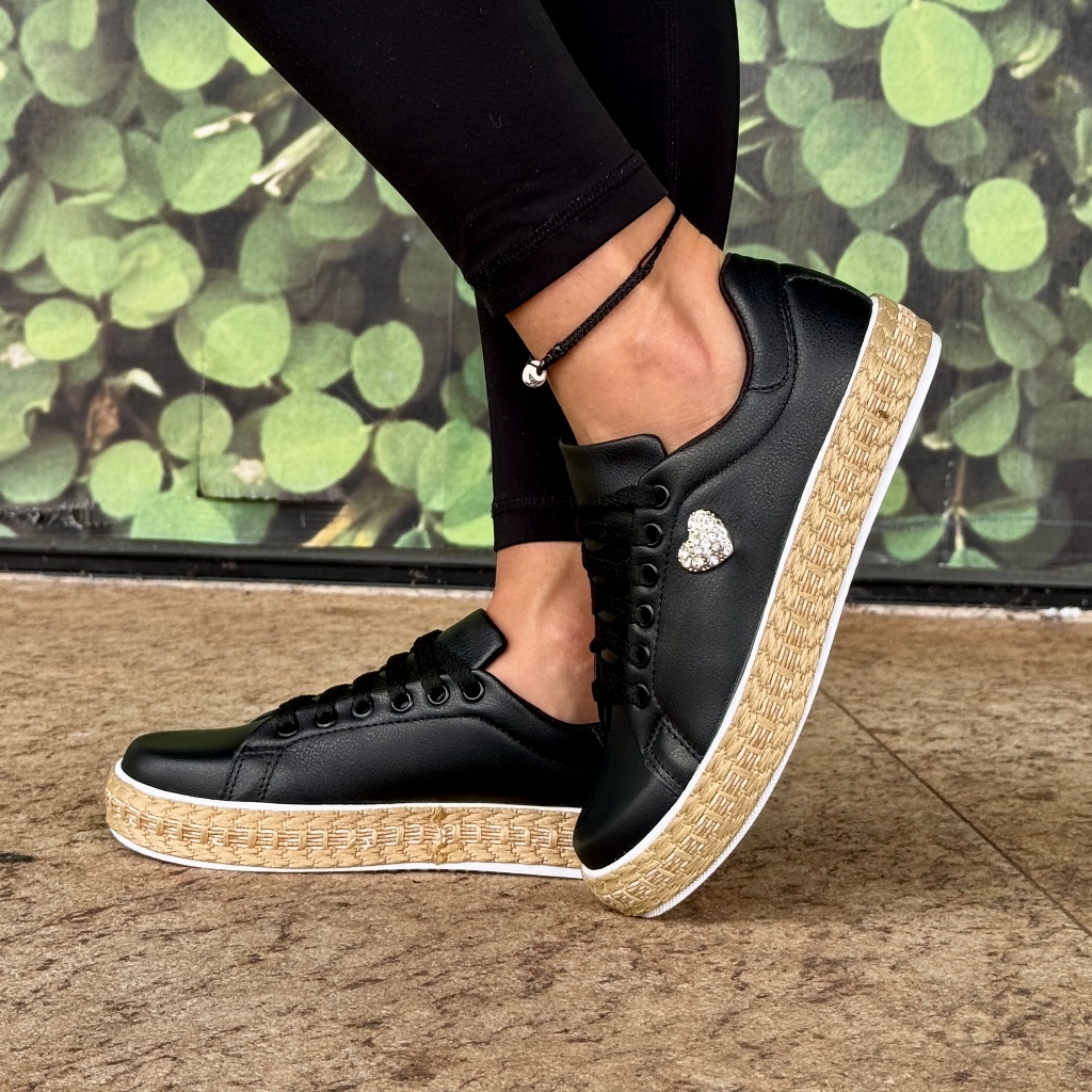 Tênis Casual feminino Branco Barato Escola Presente Promoção Black Friday