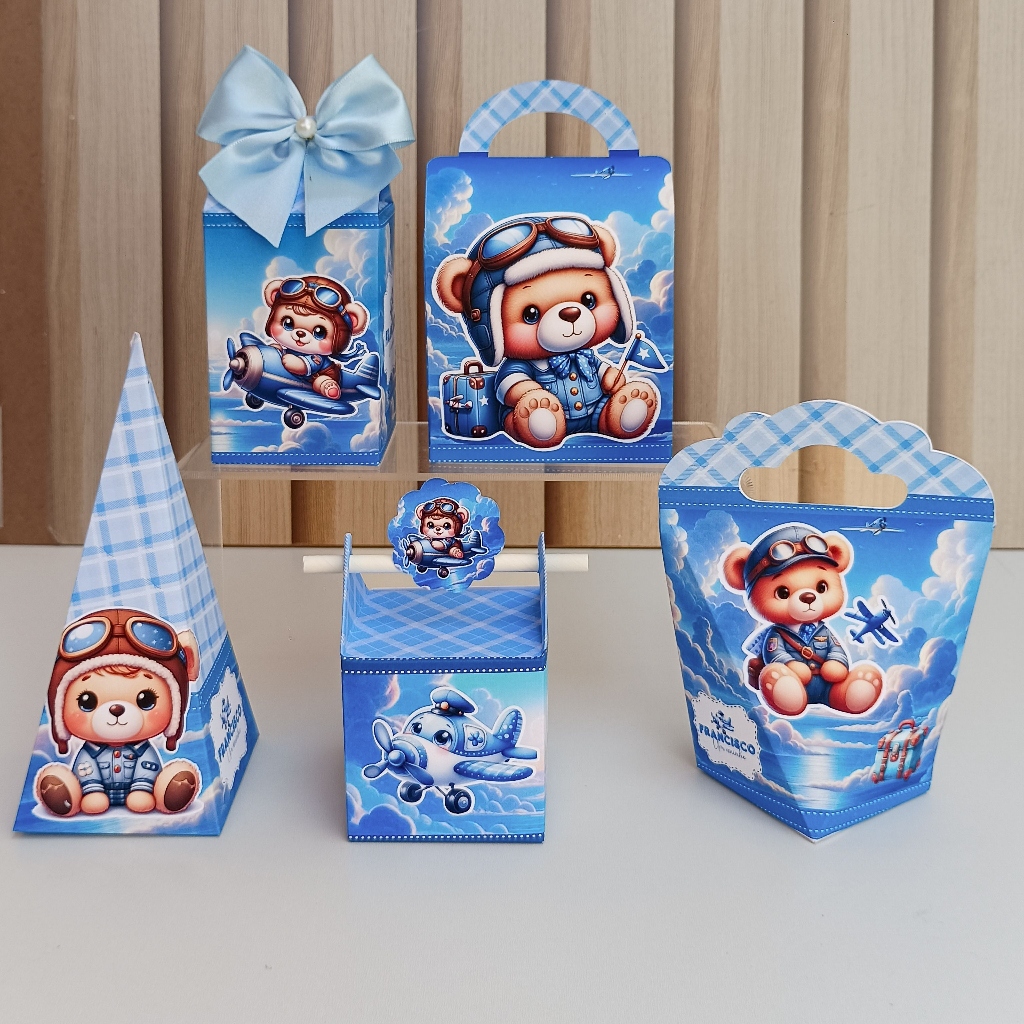Kit Festa Ursinho Aviador/ lembrancinhas personalizadas, Festa infantil, lembrancinha de festa