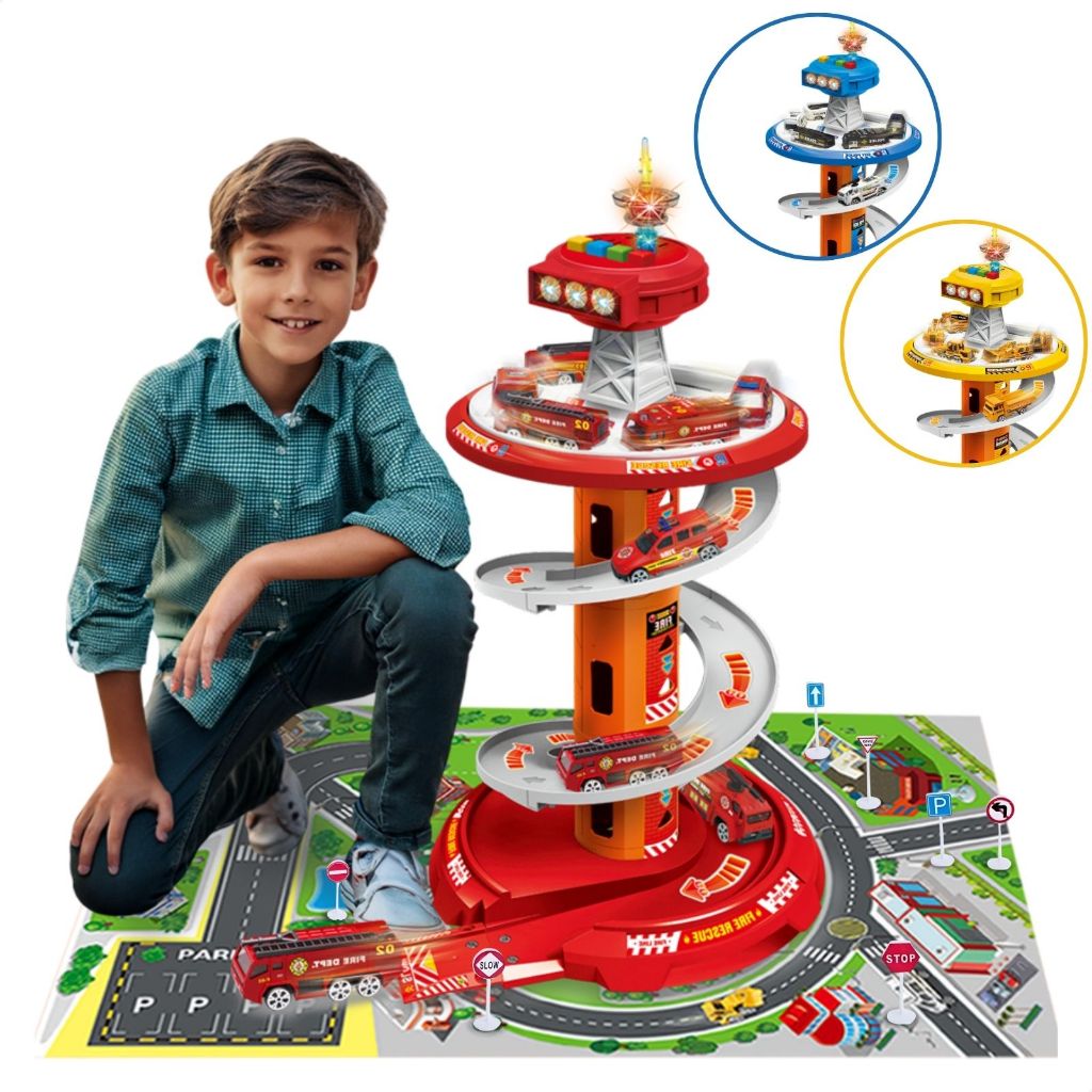 Pista Infantil de Carrinho Brinquedo Luz e Som com 3 Carrinhos Inclusos em Oferta na Shopee