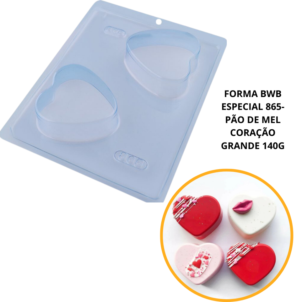 1~4 Forma BWB com silicone (3 partes) cod 865 - Pão de Mel Coração Grande  140 gramas - Home & Living