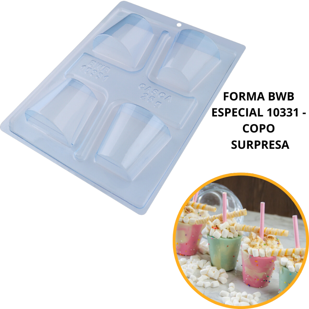 forma bwb silicone 3 partes para chocolate copo surpresa 10331(CHOCO)