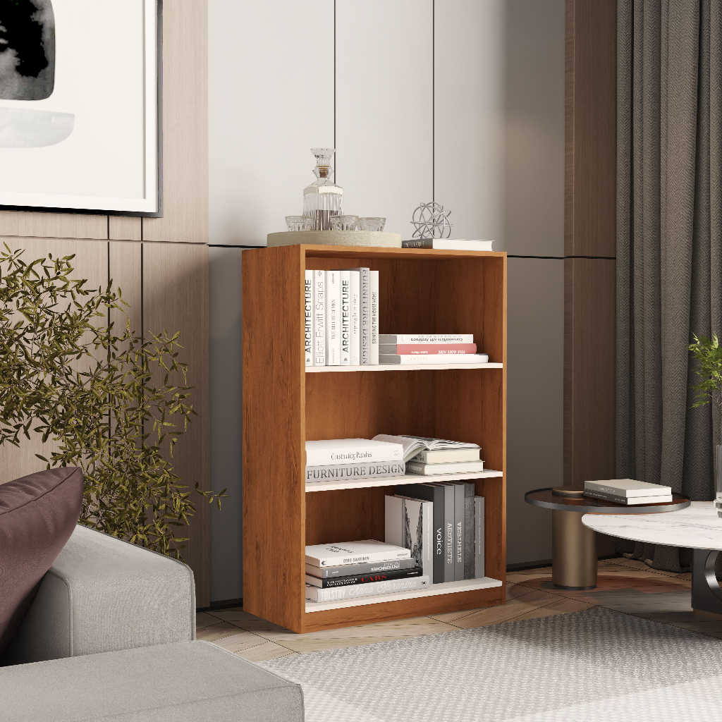 Livreiro Star Organizador Multiuso Com Prateleiras Para Sala Escritório Cedro/Off White
