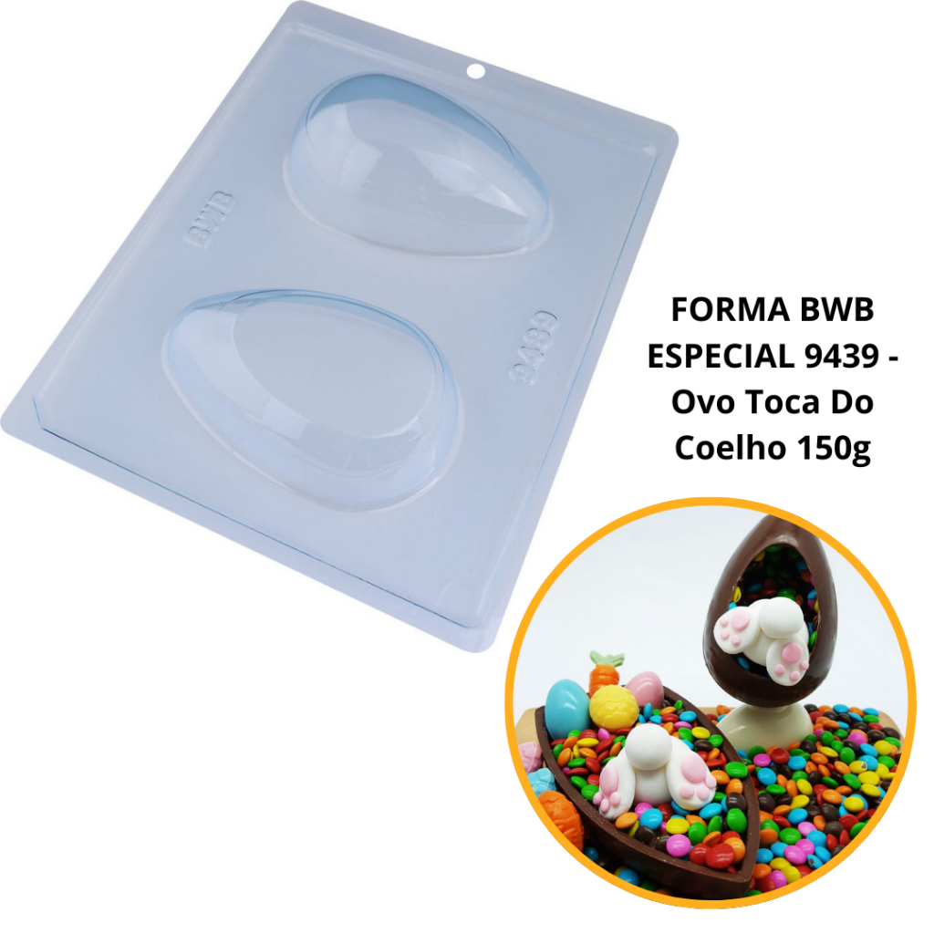 1~4 Forma Silicone Ovo Toca Do Coelho150G  BWB cód.9439 Doces Páscoa Chocolate Festa Confeitaria - Home & Living