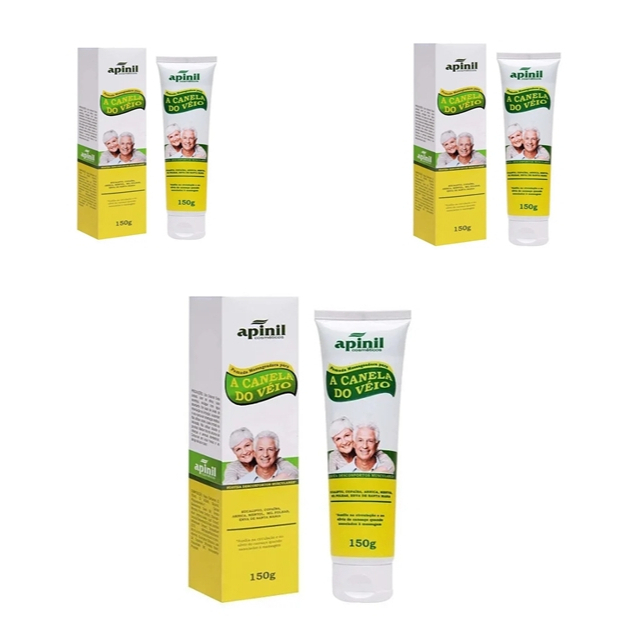 Apinil Kit C/ 3 Gel Pomada Massageadora A Canela De Véio Apinil