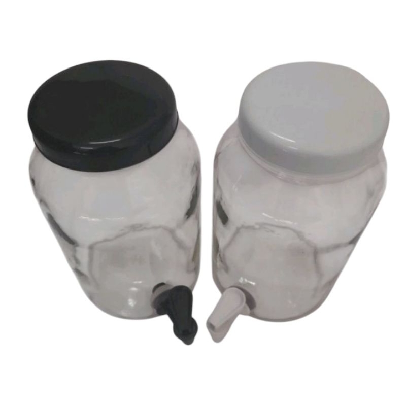 kit 2 suqueiras de vidro 3 litros com torneira e tampa plastica