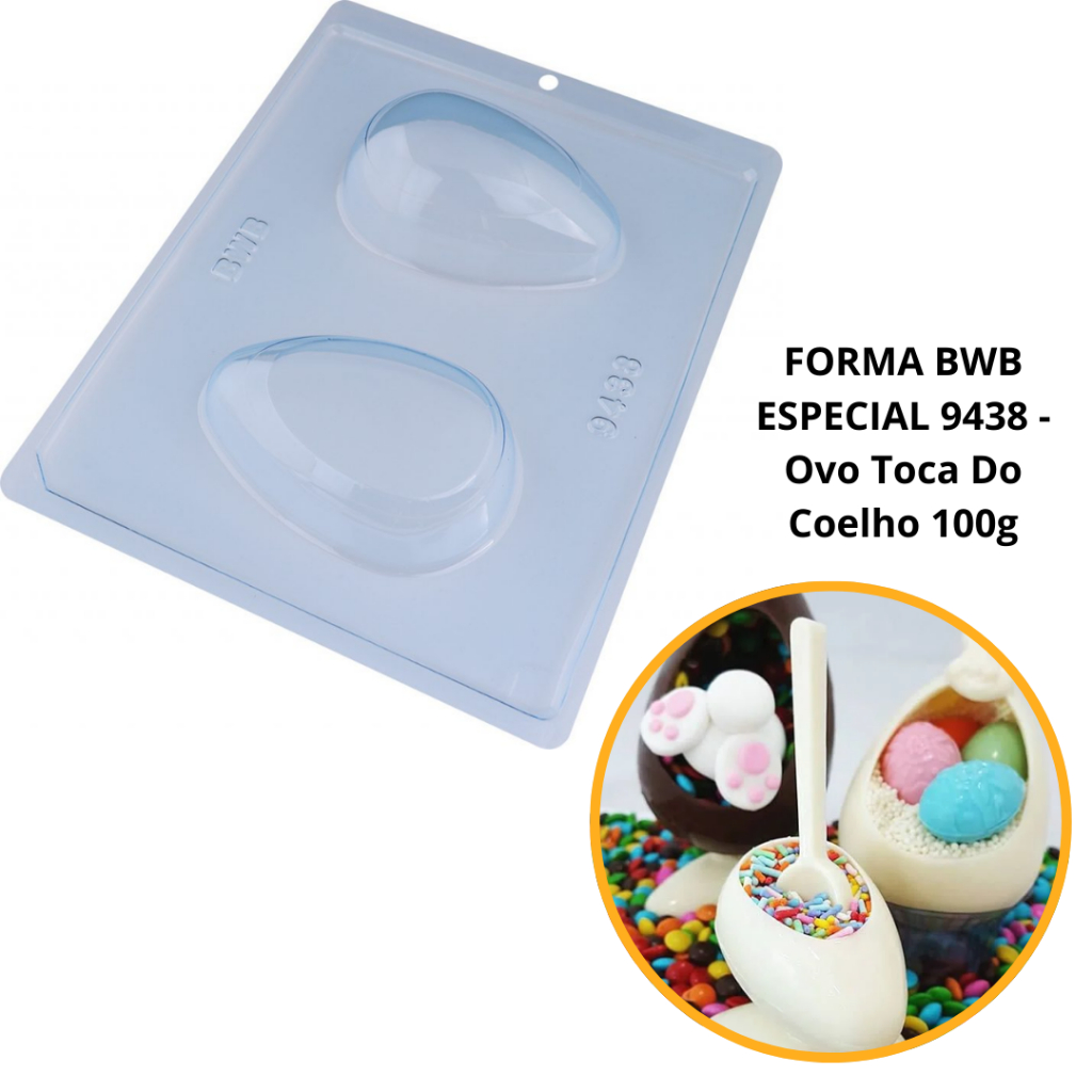 1~4 Forma BWB Com Silicone (3 partes) Para Chocolate Cód. 9438 - Ovo Toca do Coelho 100g. Páscoa em Oferta na Shopee