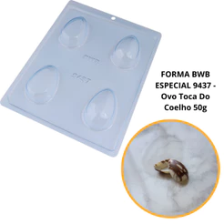 1~4 Forma BWB Com Silicone (3 partes) Para Chocolate Cód. 9437 - Ovo Toca do Coelho 50g. Páscoa