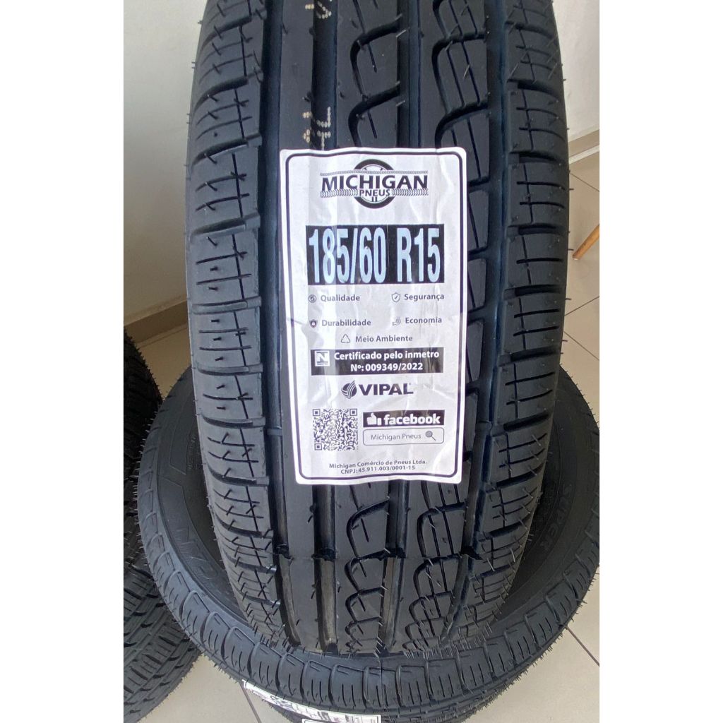 KIT COM 2 PNEUS 185.60.15 - MICHIGAN - ARO 15 - BORRACHA VIPAL