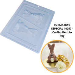 1~4 Forma BWB Com Silicone (3 partes) Para Chocolate Cód. 10057 - Coelho Dentão 80g. Páscoa