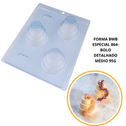 1~4 forma bwb com silicone (3 partes) para chocolate cod 864 - Bolo Detalhado Médio 95g (CHOCO)