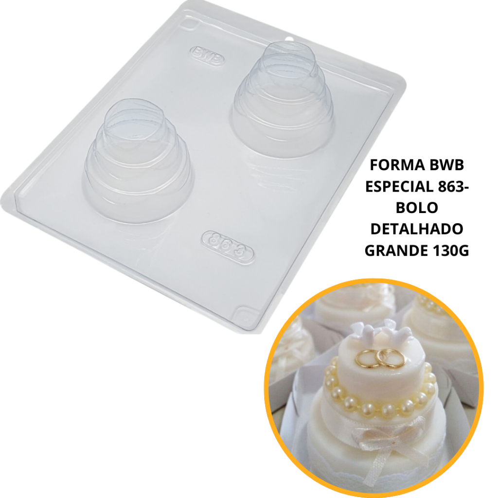 1~4 Forma bwb com silicone (3 partes) cod 863 - Bolo Detalhado Grande Peso Médio: 130g