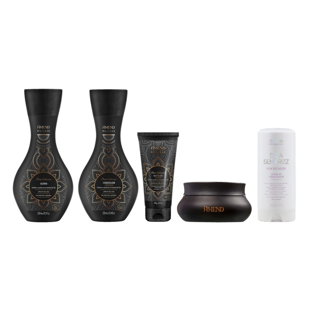 Amend KIT Millenar Óleos Indianos Sh + Cond + Balm + Másc + Seca Sem Frizz 180ml