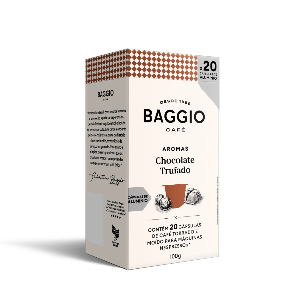 Cápsulas de Café Baggio Café Aroma Chocolate Trufado, compatível com Nespresso, contém 20 cápsulas - Food & Beverages
