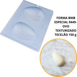 1~4 Forma BWB Com Silicone (3 partes) Para Chocolate Cód. 9449 - Ovo Texturizado Tecelão 150g. Páscoa (CHOCO)