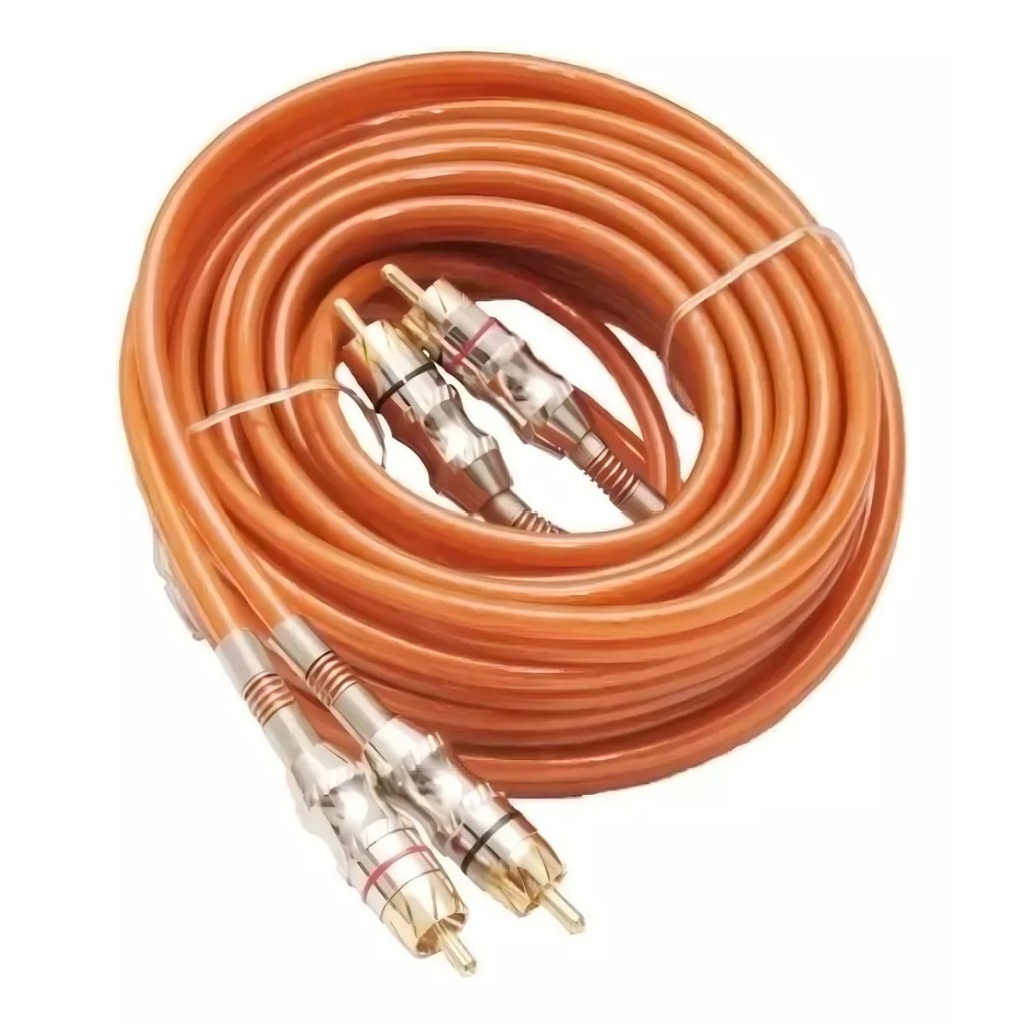 Cabo RCA Blindado Coaxial Banhado a Ouro 5 Metros KX3 Laranja Profissional 2+2 RCA em Oferta na Shopee