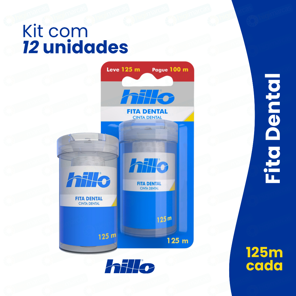 Kit 12 Fita Dental 125m Hillo na FABRICA Econômico em Oferta na Shopee
