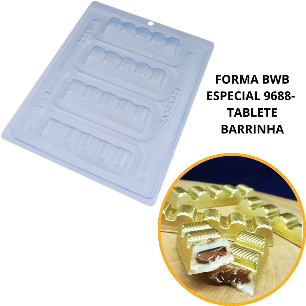 1~4 Forma BWB Com Silicone (3 partes) Cód. 9688 - Tablete Barrinha 35g. Barra Recheada Gourmet (CHOCO) em Oferta na Shopee