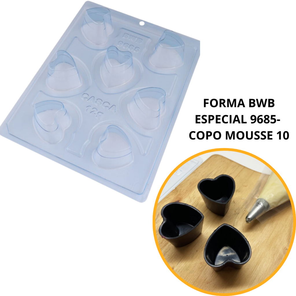 1~4 Forma para chocolate bwb com silicone (3 partes) 9685 - Copo Mousse 10  35g (CHOCO) em Oferta na Shopee