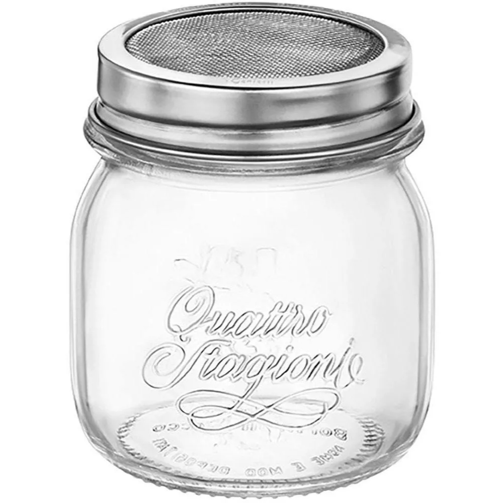 Polvilhador Pote Farinheiro Açucareiro Vidro Aço Inox Quattro Stagioni Bormioli  Rocco