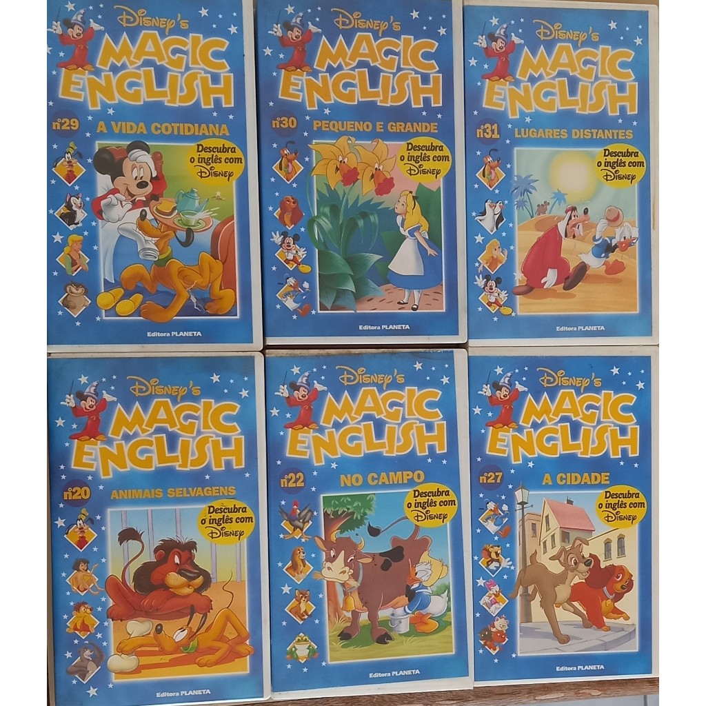 VHS Disney Magic English - Kit, Lote, Coleção com 6 Fitas VHS
