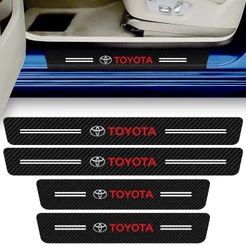 Kit 4 Peças Adesivo Vinil Soleira de Porta Carro Modelo Compatível Toyota Proteção Fibra de Carbono