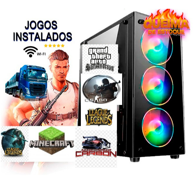 computador i5 16g cpu gamer pra estudos escritorios jogos ssd128g+hd500g roda corel PB cs LOL roblox