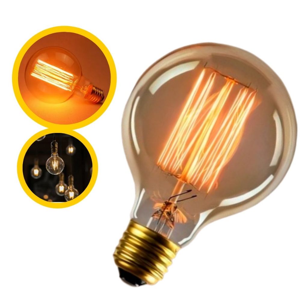 Lampada Retro Vintage G 80 Filamento Carbono Thomas Edson G-80 g80