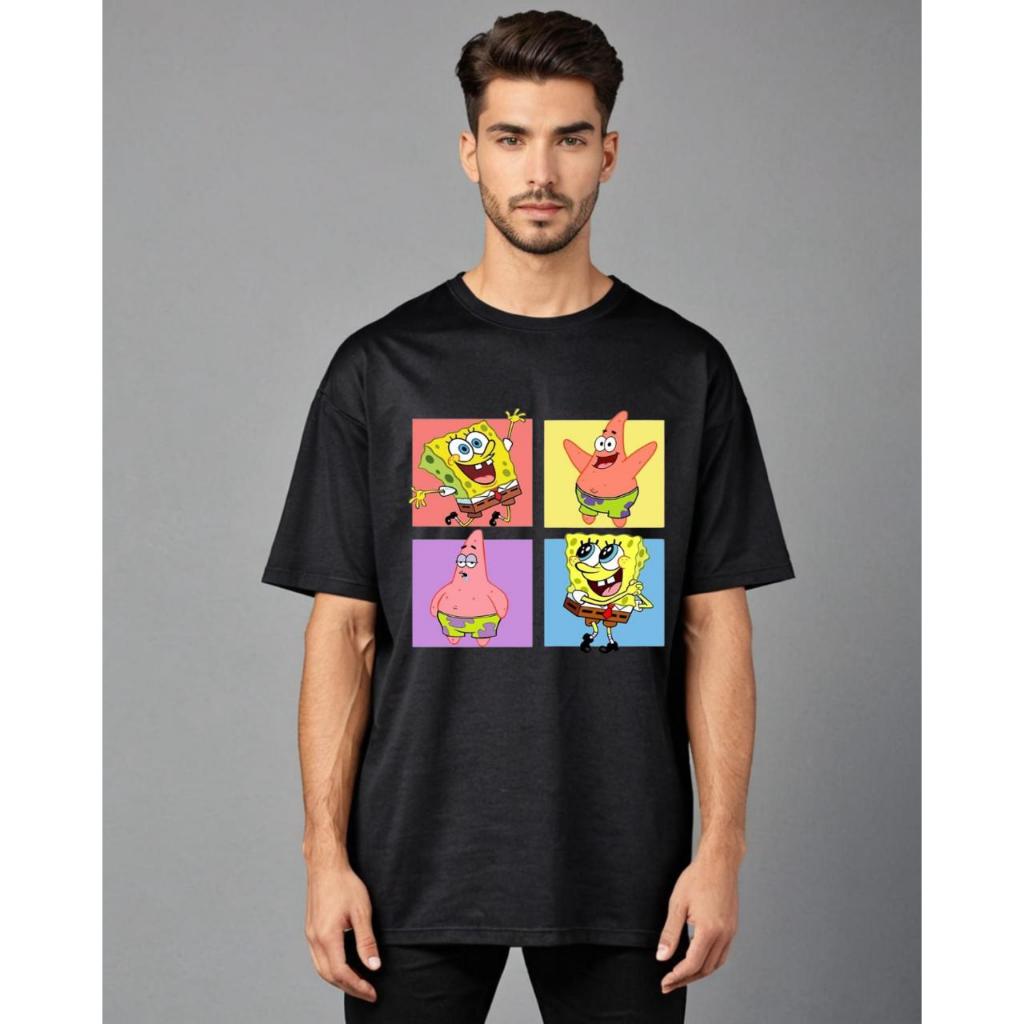 Camiseta Unissex Algodão T-shirt Patrick Bob Esponja Amizade Fundo do Mar - Infantil Adulto e Plus Size