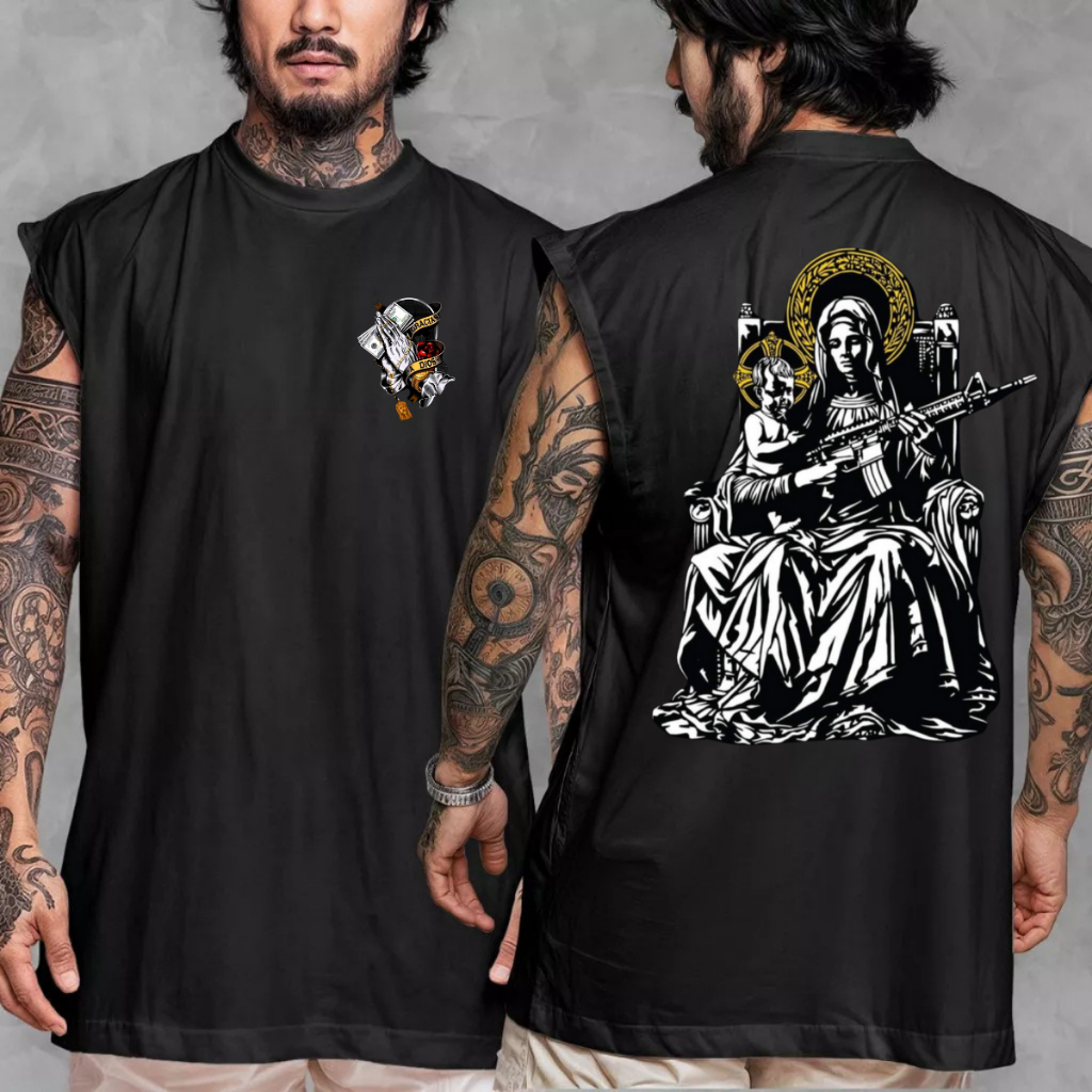 Camiseta Regata Masculina Oversized Streetwear Estampado Algodão Leve Confortavel