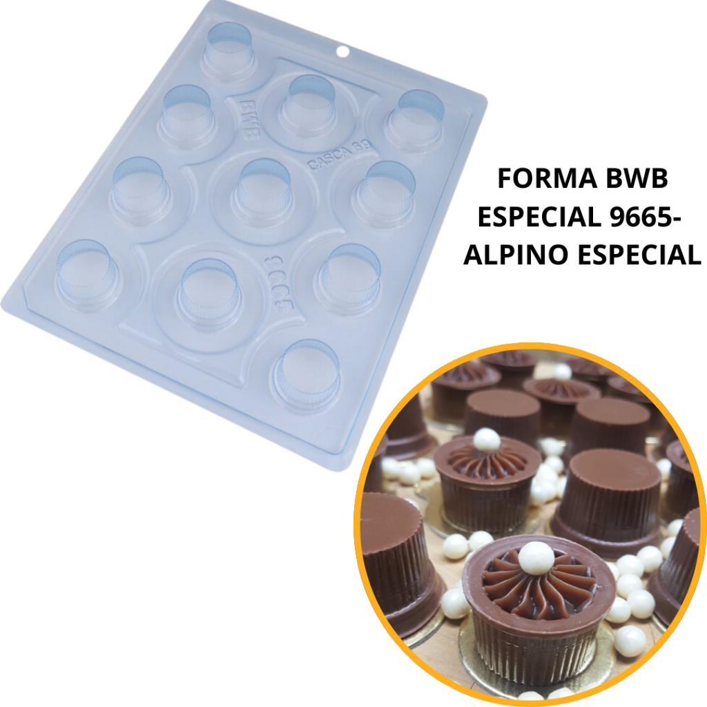 1~4 Forma bwb com silicone (3 partes) para chocolate cod 9665 - Alpino Especial 15 g - Home & Living