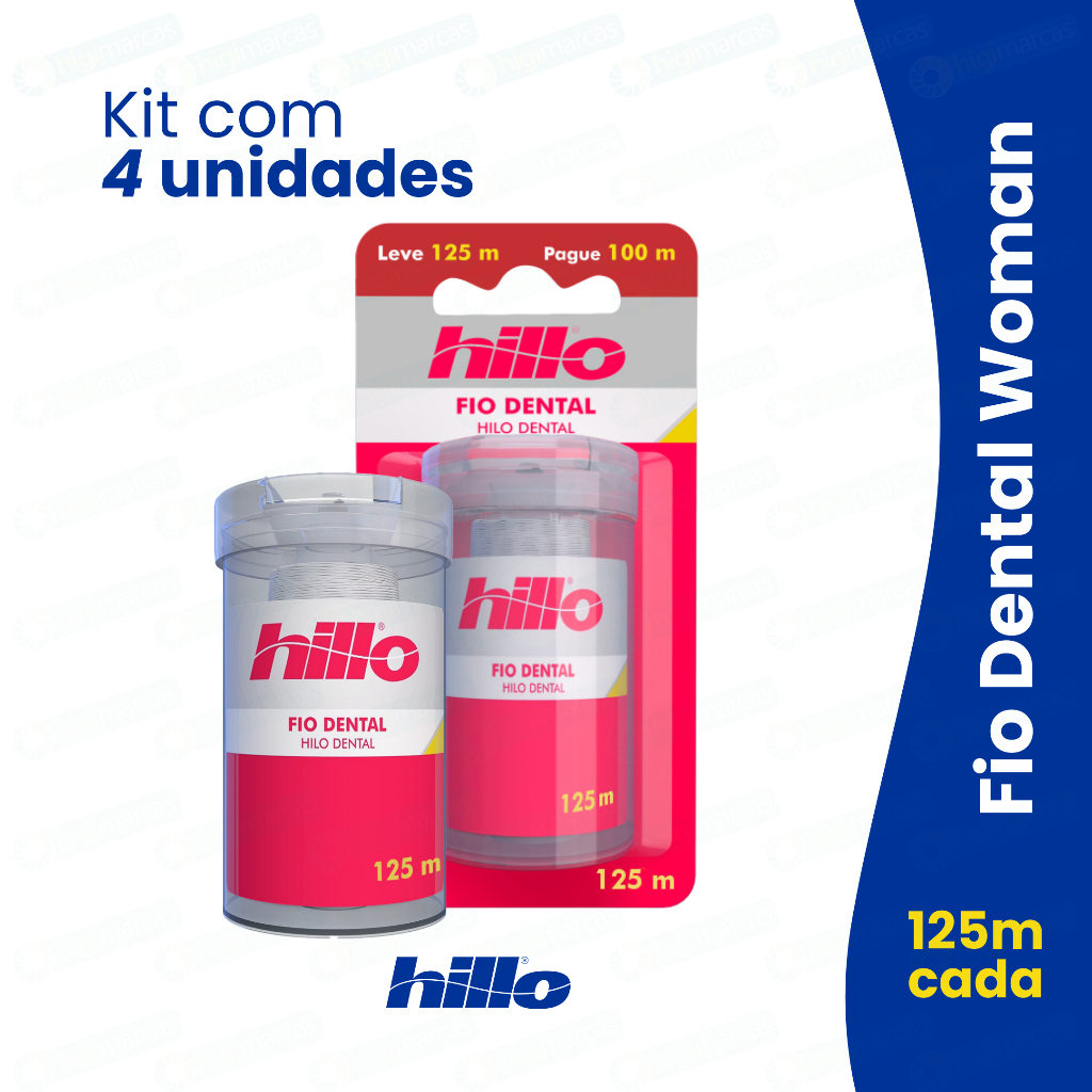 Kit 4 Fio Dental Woman 125 Metros Hillo Econômico em Oferta na Shopee