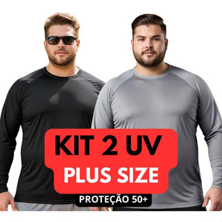 Kit 2 Camisa Térmica Plus Size Proteção Uv 50+ Segunda Pele Camiseta Blusa Malha Fria Acad...