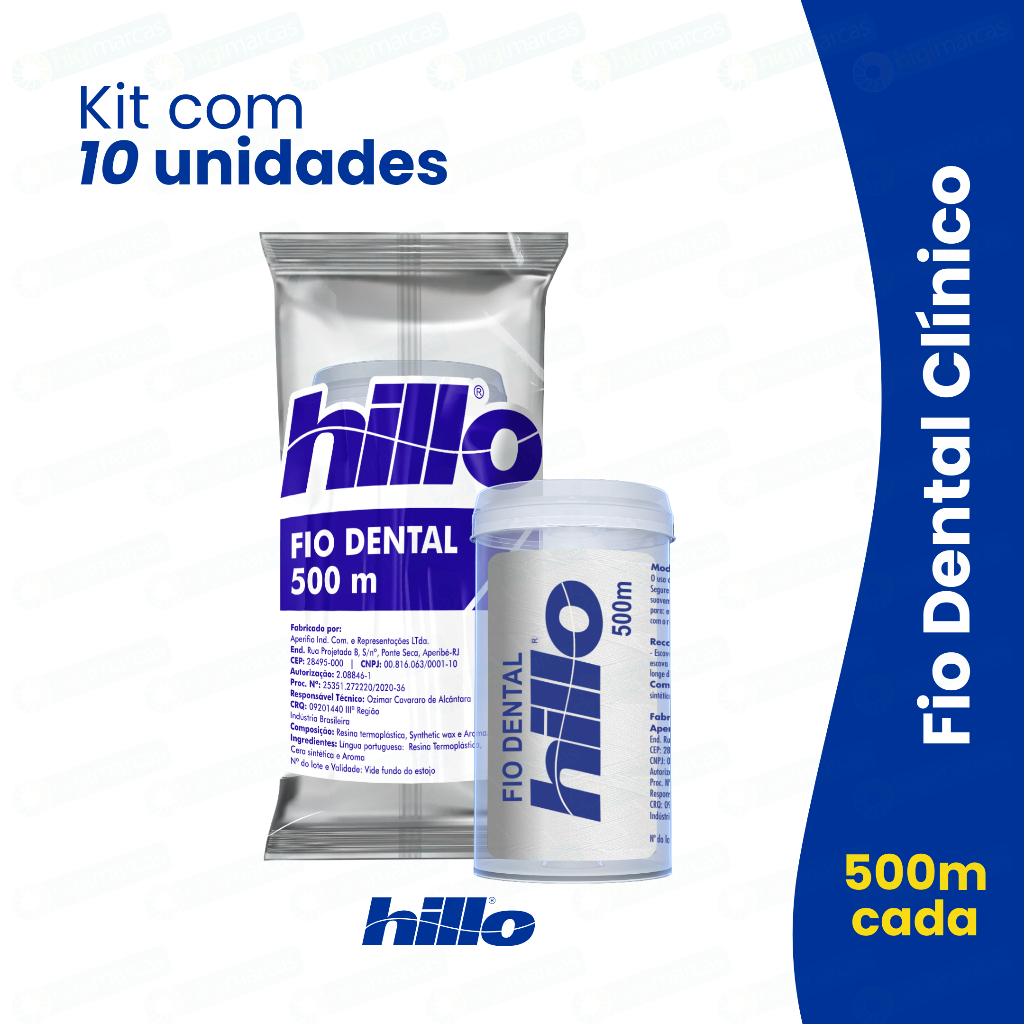 Kit 10 Fio Dental 500 metros Hillo Econômico Uso Profissional e Doméstico em Oferta na Shopee